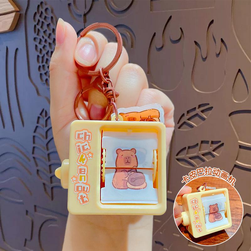 Cartoon Kapibara Flip Animation Machine Keychain Schoolbag Pendant Car Bag Keychain Pendant Small Gift