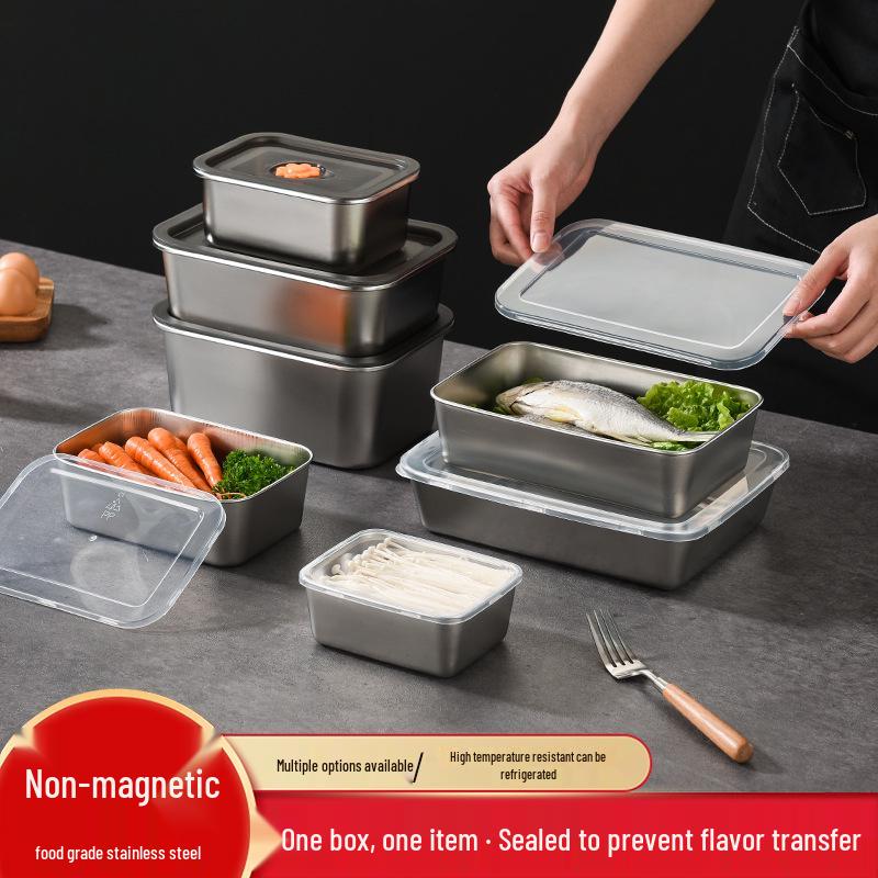 Stainless Steel Rectangular Food Storage Box with Lid