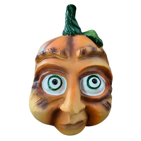 Halloween Pumpkin Statue with Expression Cartoon Pumpkin Head Resin Figurine Sculpture Indoor Outdoor Garden Desktop Decoration