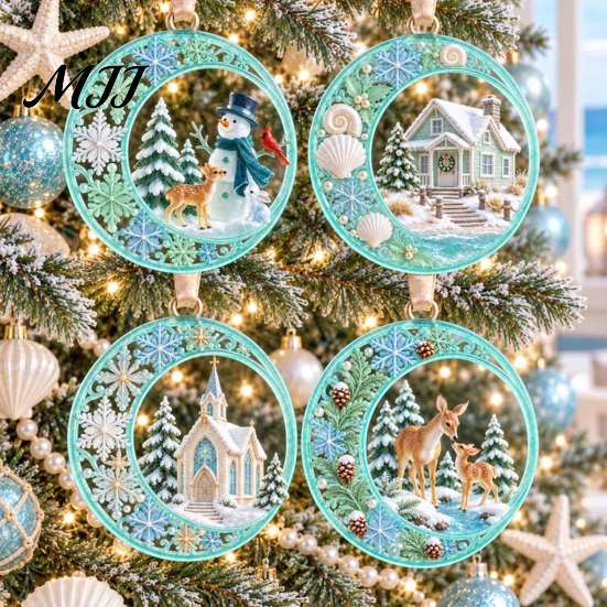 Seasonal Home Ornament Acrylic Christmas Tree Pendant, Decorative Hanging Ornament, Exquisite Winter Festival Gift Decorations for Garden Fireplace