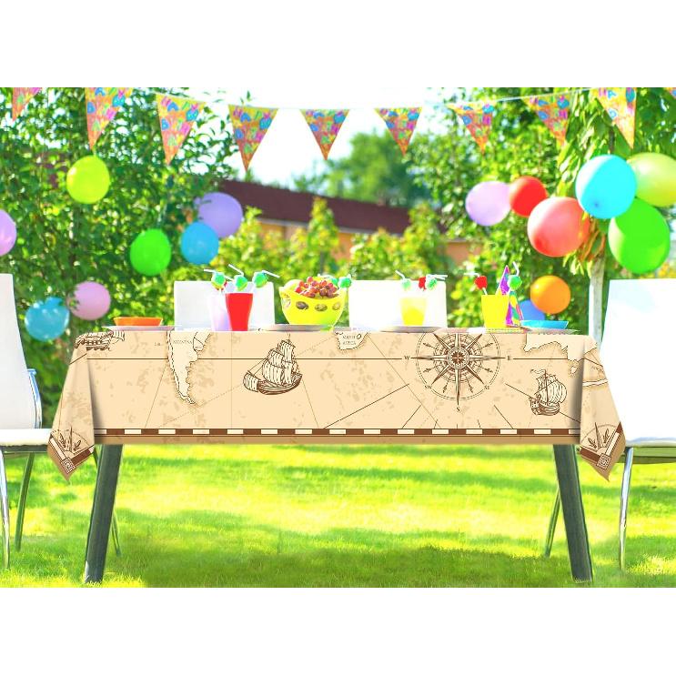 Hafangry World Map Tablecloth Adventure World Awaits Party Decoration Retro Beige Nautical Compass Kitchen Dining Room Home Decor-60×84inch