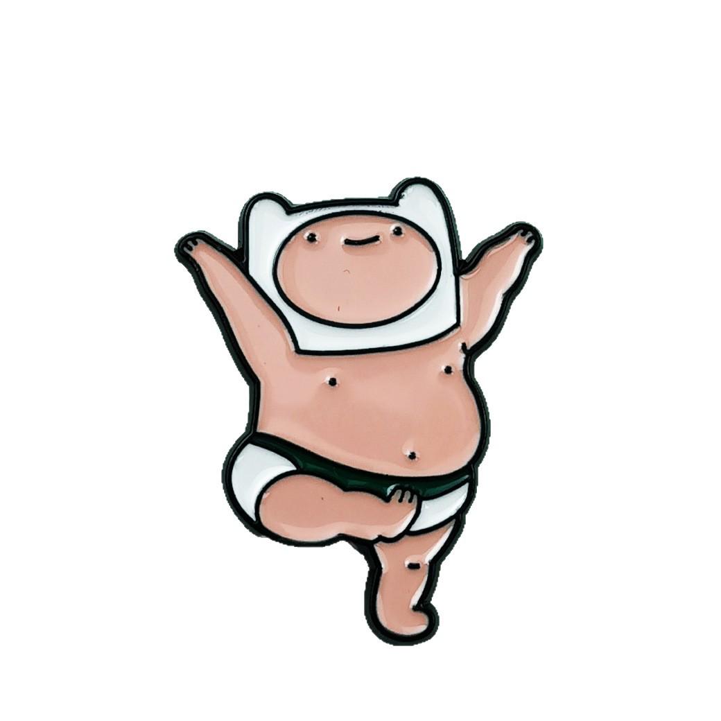 Adorable One-Legged Cartoon Brooch: Metal Badge for Clothing & Backpacks