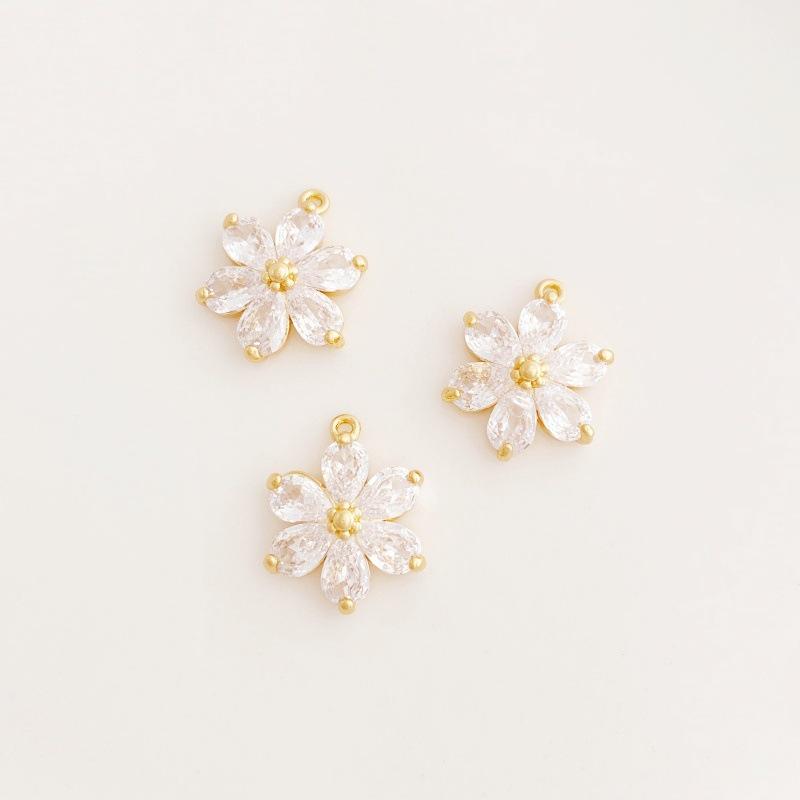 Zirconium Five-Petal Sunflower Pendant for DIY Bracelet/Necklace