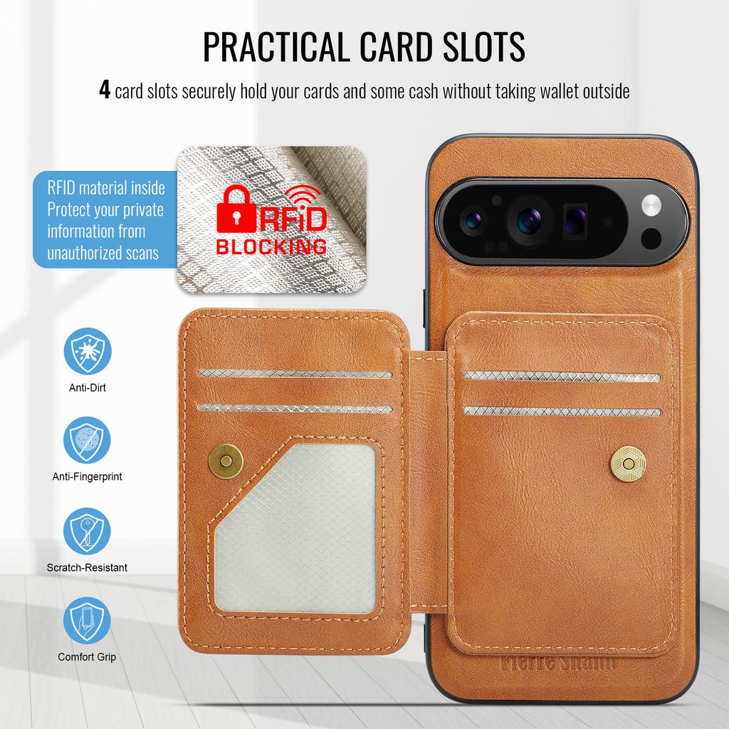 2 in 1 Detachable Cards Solt Wallet Leather Case for Google Pixel 9 Pro XL 8 8A 7 7A Vertical Bag Invisible Bracket RFID Cover