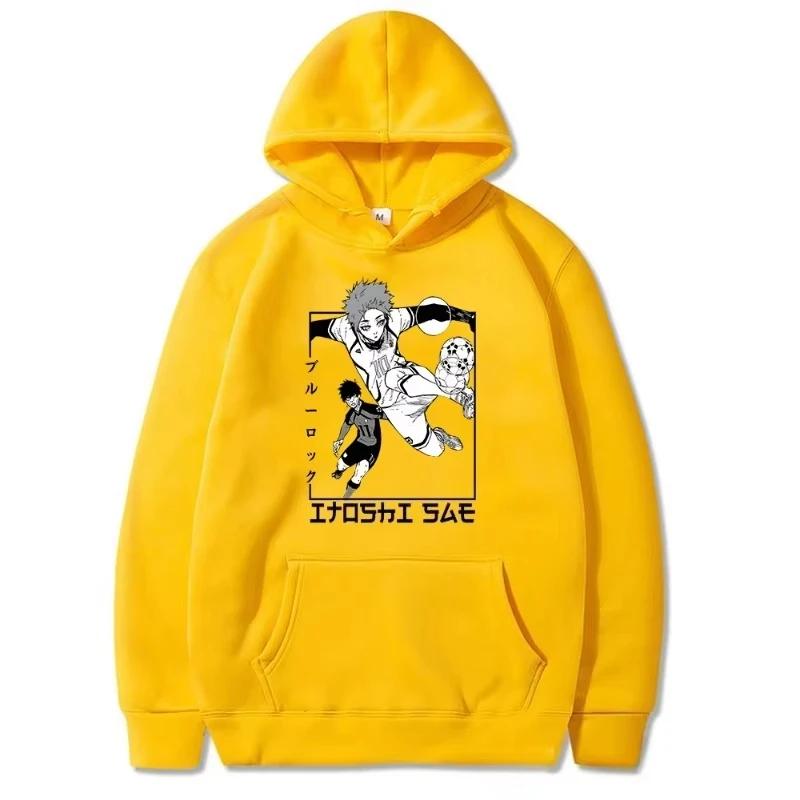 Autumn Winter Long Sleeves Hooded Sweatshirts Manga BLUE LOCK Itoshi Sae Hoodies Men Women Loose Anime Street Hoody