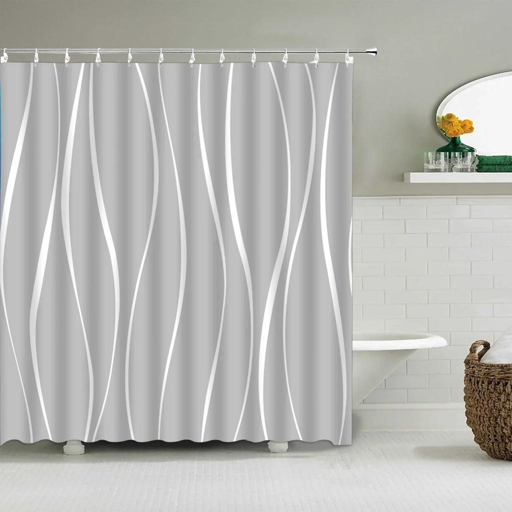 Black And White Striped Shower Curtain Colorful Creative Geometric Shower Curtain Modern Minimalist Bathroom Accessories Decor
