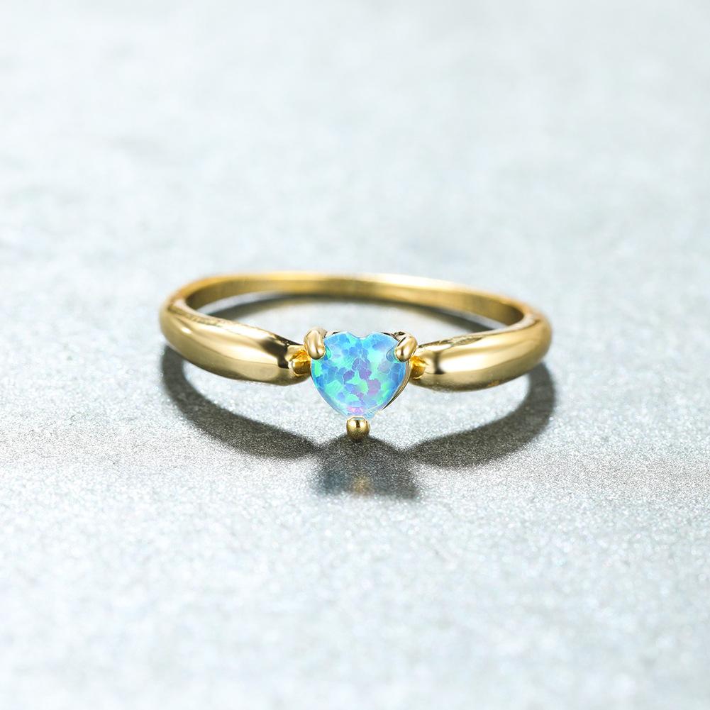

Jewelry Ins Gold Heart Blue Ring Womens Fashion Simple and Cool Style No. 6