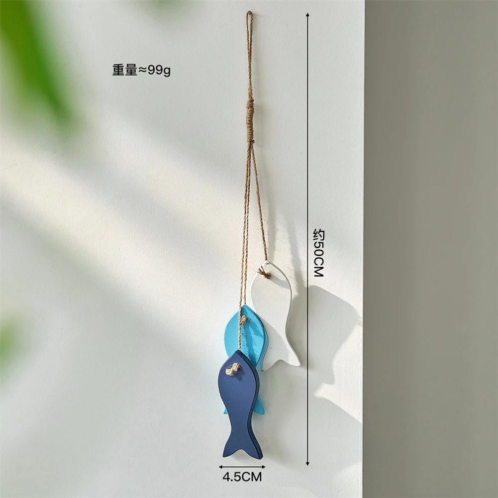 Wooden Fish Wall Hanging Ornaments, Nautical Beach Theme Home Decoration Sculpture for Bathroom Bedroom Lake House Decor