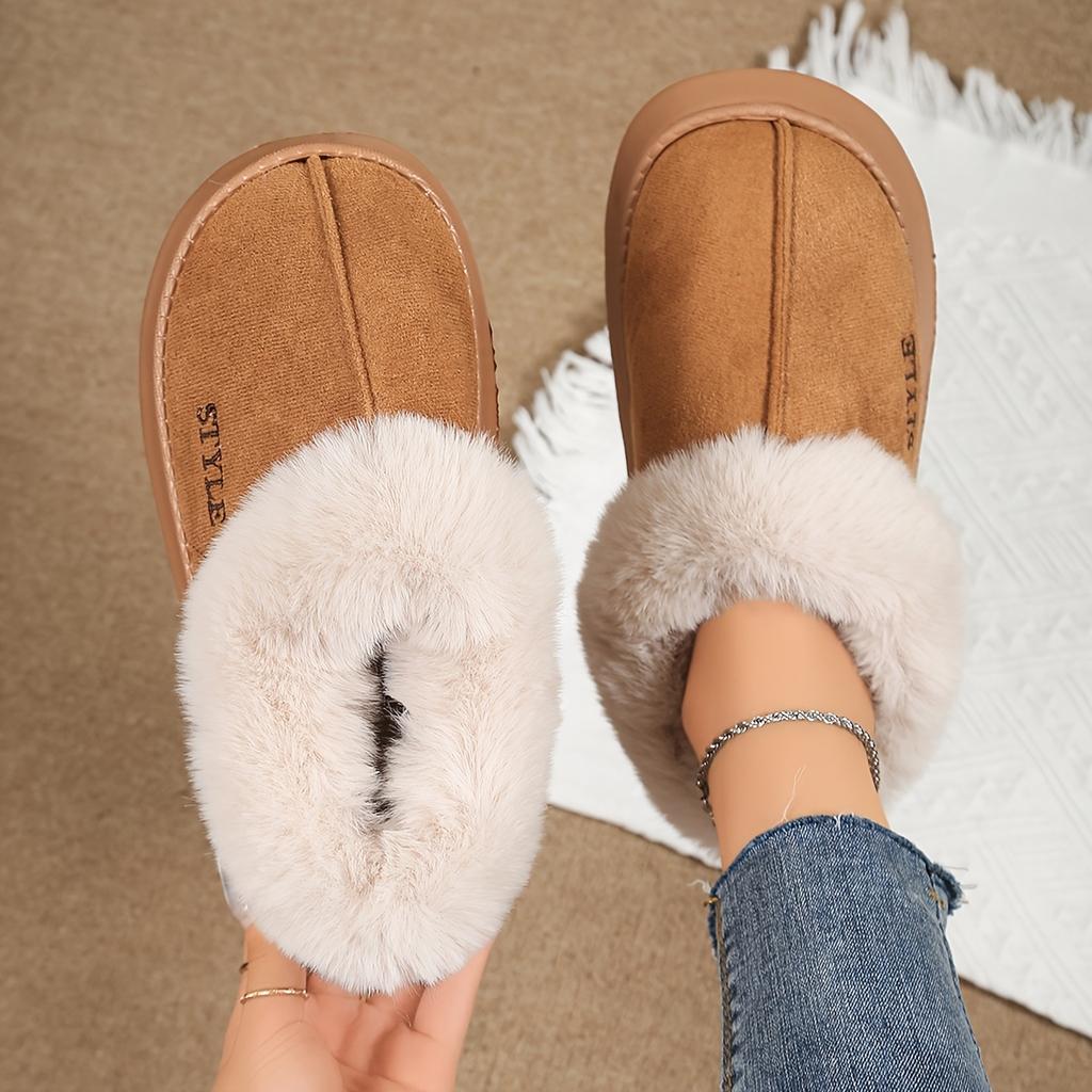 Men's and Women's Suede Like Warm Cotton Shoes, Comfortable, Warm, Non Slip, Indoor and Outdoor Fuzzy Slippers, Short Boots, Cotton Shoes