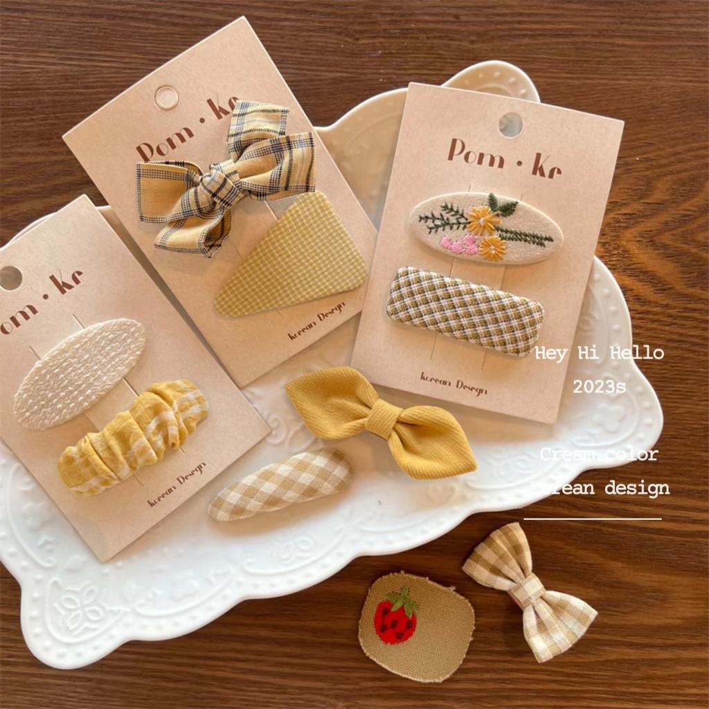 Autumn Cute Bowknot Hairpins Women Girls Kids Plaid Hair Clips Barrettes Accessories Hairclip Headdress Headwear Ornaments