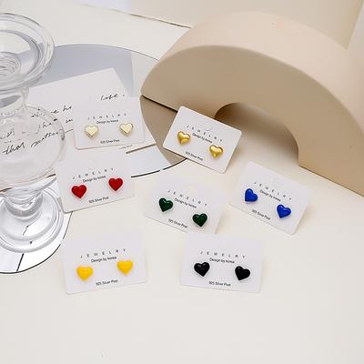 Cute Love Stud Earrings Three-Dimensional Peach Heart Stud Earrings Simple Jewelry Stud Earrings