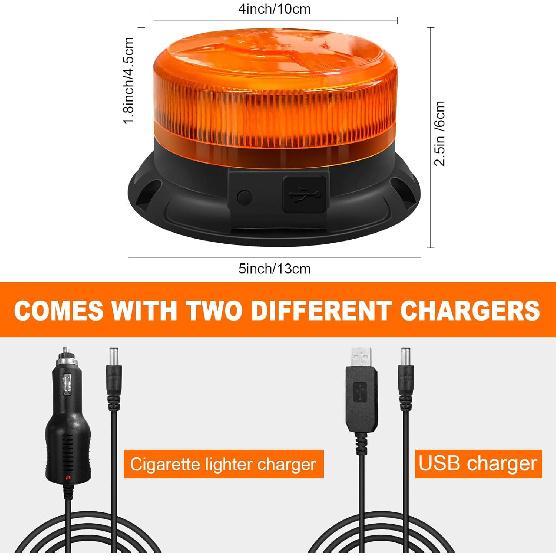 AnTom Remote Control Wireless Strobe Lights, Waterproof Rechargeable LED Battery Powered Beacon Light With Strong Magnetic Base, Vehicle Emergency