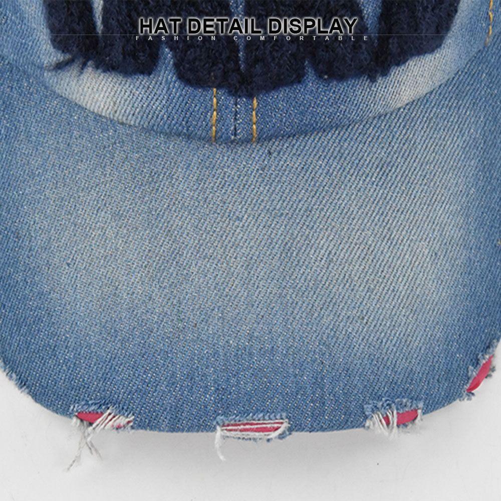 Cappellino da Baseball con Ricamo Lettera COLORATA TAKE Visiera in Denim Cappelli da Baseball da Cowboy Regolabile con Foro Perforato Cappellino con Visiera per Uomo Donna