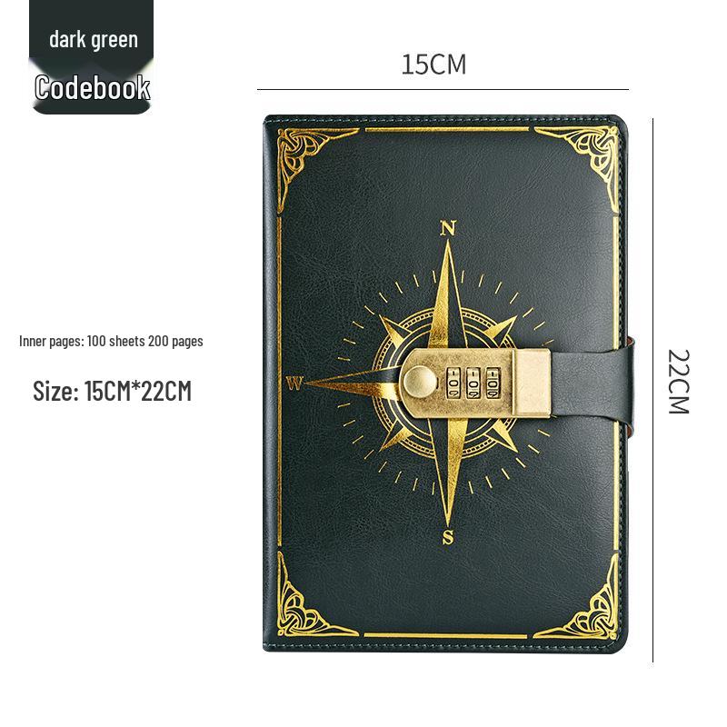 Retro A5 Lockable Password Diary - Thickened Japanese Korean Design Stationery for Students
