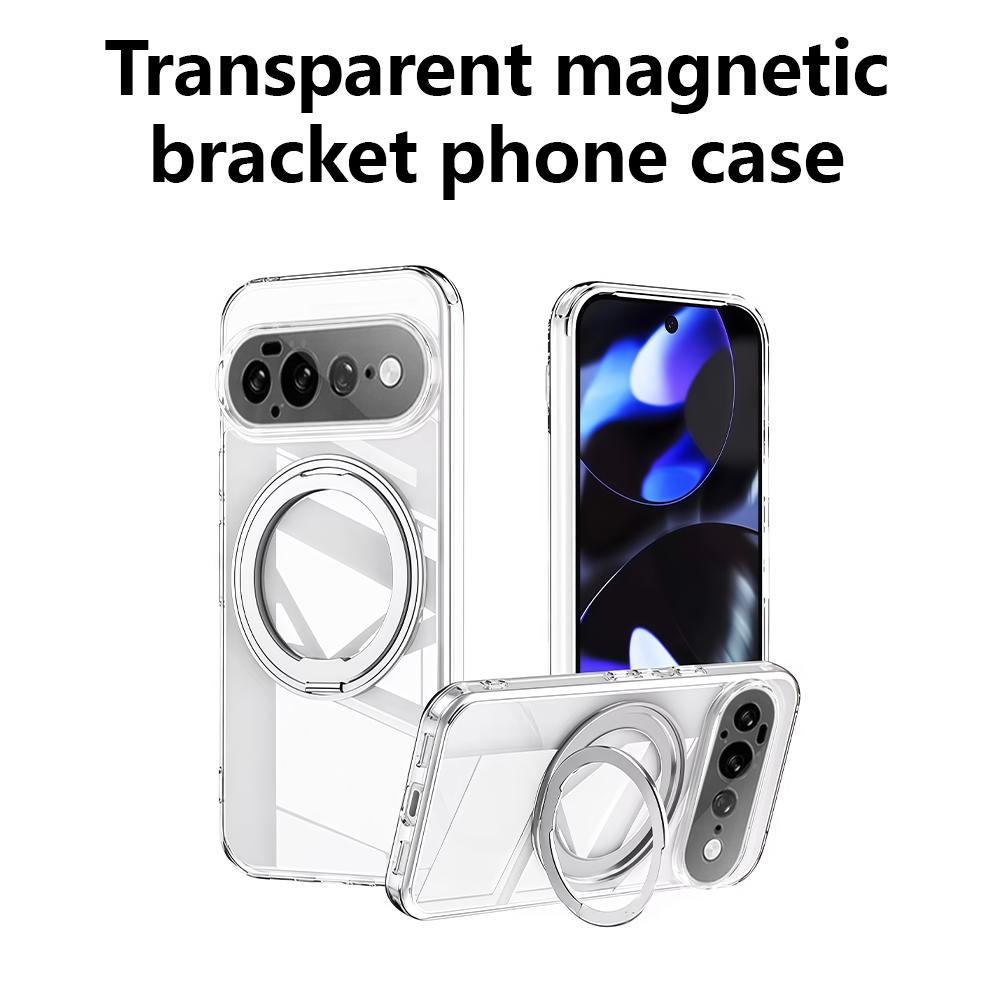 Nieuwe Mat Transparant Magnetisch 360° Rotatie Stand Hoesje Voor Google Pixel 11 10 9 Pro XL 8 7 Pro 10a 9a 8a 7a Metalen Ringhouder Cover Google Pixel 8a