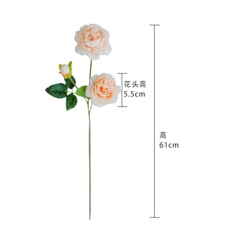 New 1PCS 3 Heads Rose Party Hotel Decoration Pretty Artificial Peony Practical Wedding Bride Holds Flowers Household Ornament