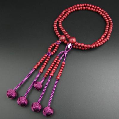 Myorenka Soka Gakkai Prayer Beads for Women Purple Heart 8 Dimensions S Size Purple Natural Wooden Prayer Beads Double Prayer Beads Prayer Bag Set