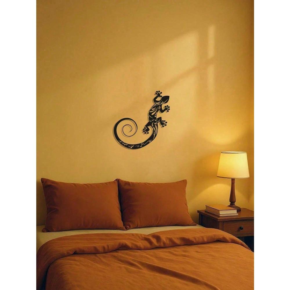 Handgefertigte Metallgecko-Wandkunst Moderne Geometrische Eidechsen-Skulptur für Boho-Wohnzimmer Schlafzimmer Büro Außenbereich Dekoration Einzigartiges Reptilien-Hängegeschenk