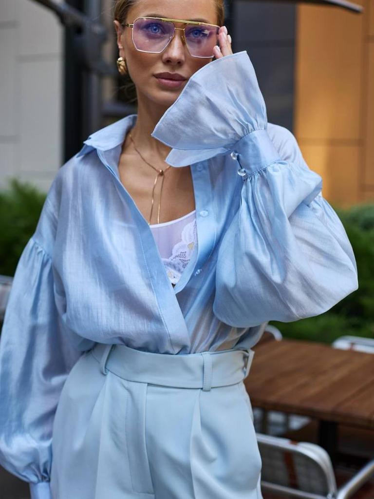 2025 European & American Women's Loose Lantern Sleeve Long Shirt