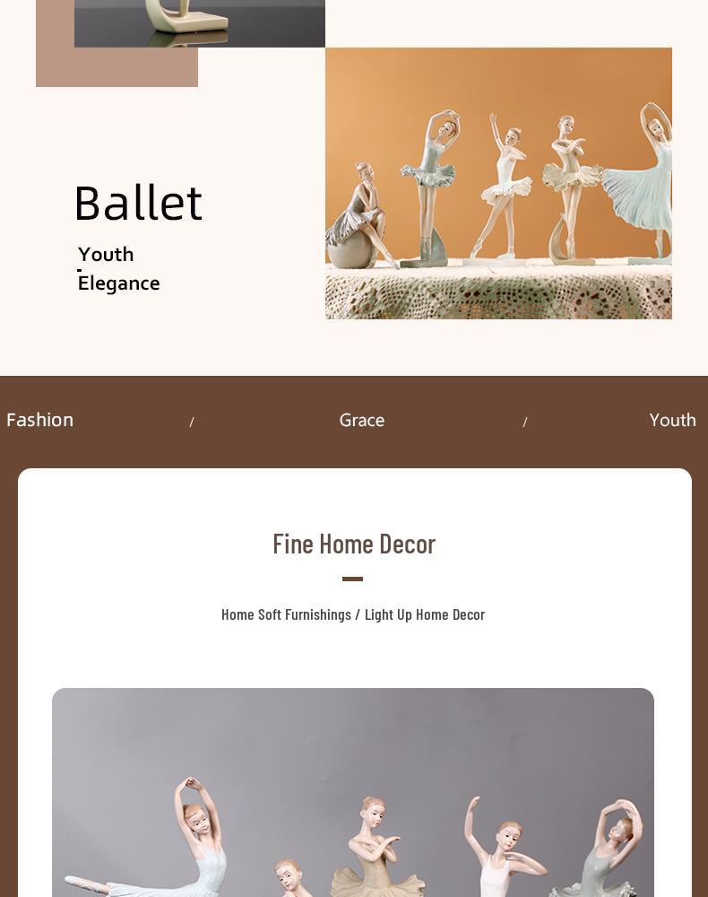 Nordic Ballet Girl Ornament - Creative Dancer Model for Princess Room Decor