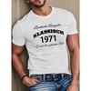 Men'S Casual T-Shirt with Crew Neck, Regular Fit, Stretchy Fabric, Geometric Design, Featuring a 1971 Classic Print, Perfect for Summer