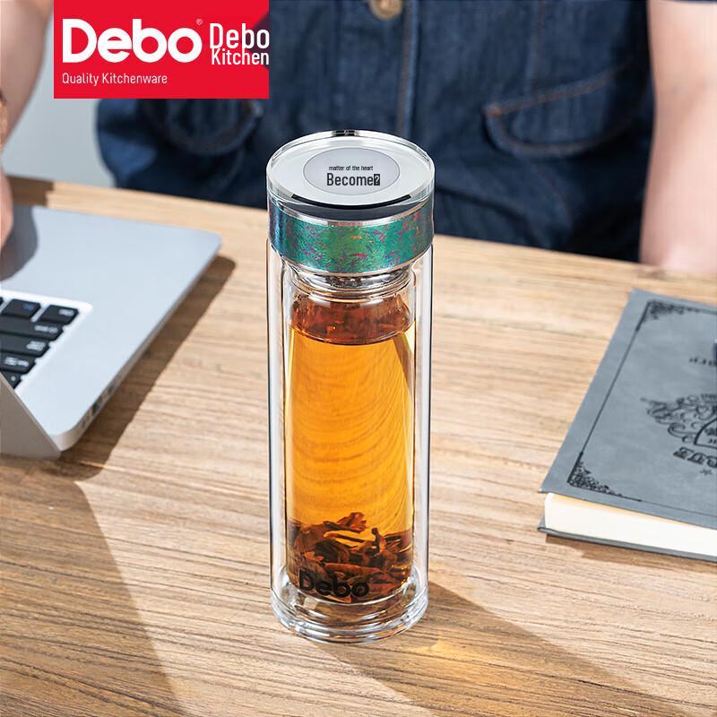 Debo Kingsley 320ml Temperature Display Double-Layer Glass Tea Cup