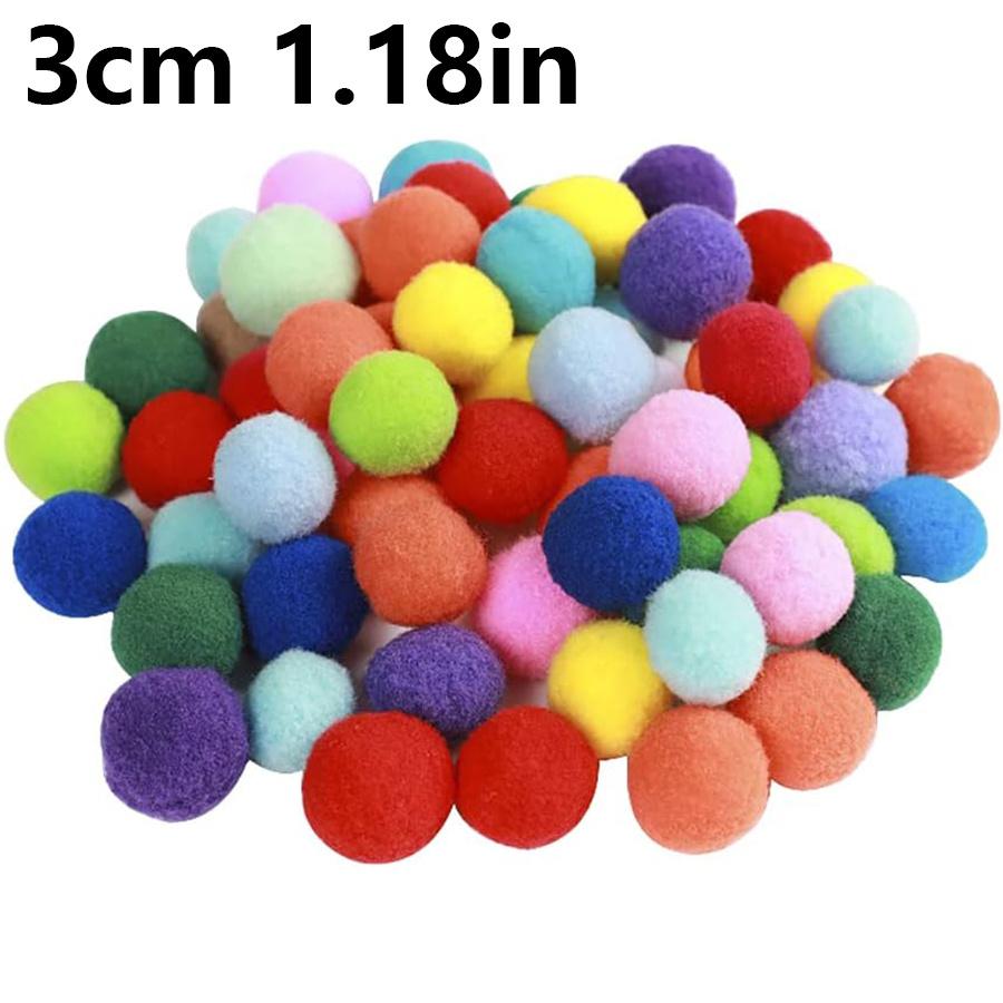 98pcs 3cm Colorful Plush Cat Teaser Toy Balls - Durable Chew Balls for Cat & Dog Training, Soft Pet for Indoor Play ZSY