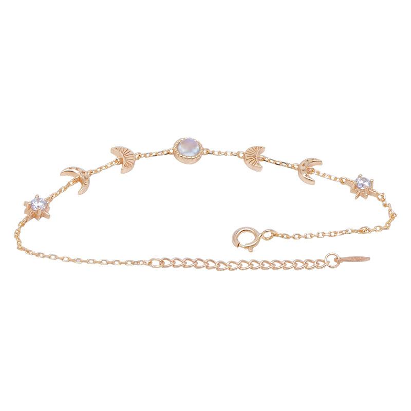 Fashionable New 925 Sterling Silver Moon And Star Chain Bracelet Is Suitable For Women 'S Sterling Silver Jewelry