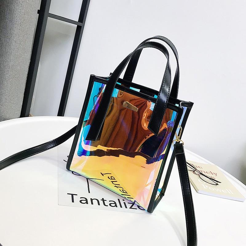 Women Transparent Laser Bag Shopper Hologram PVC Crossbody Shoulder Bag Handbag
