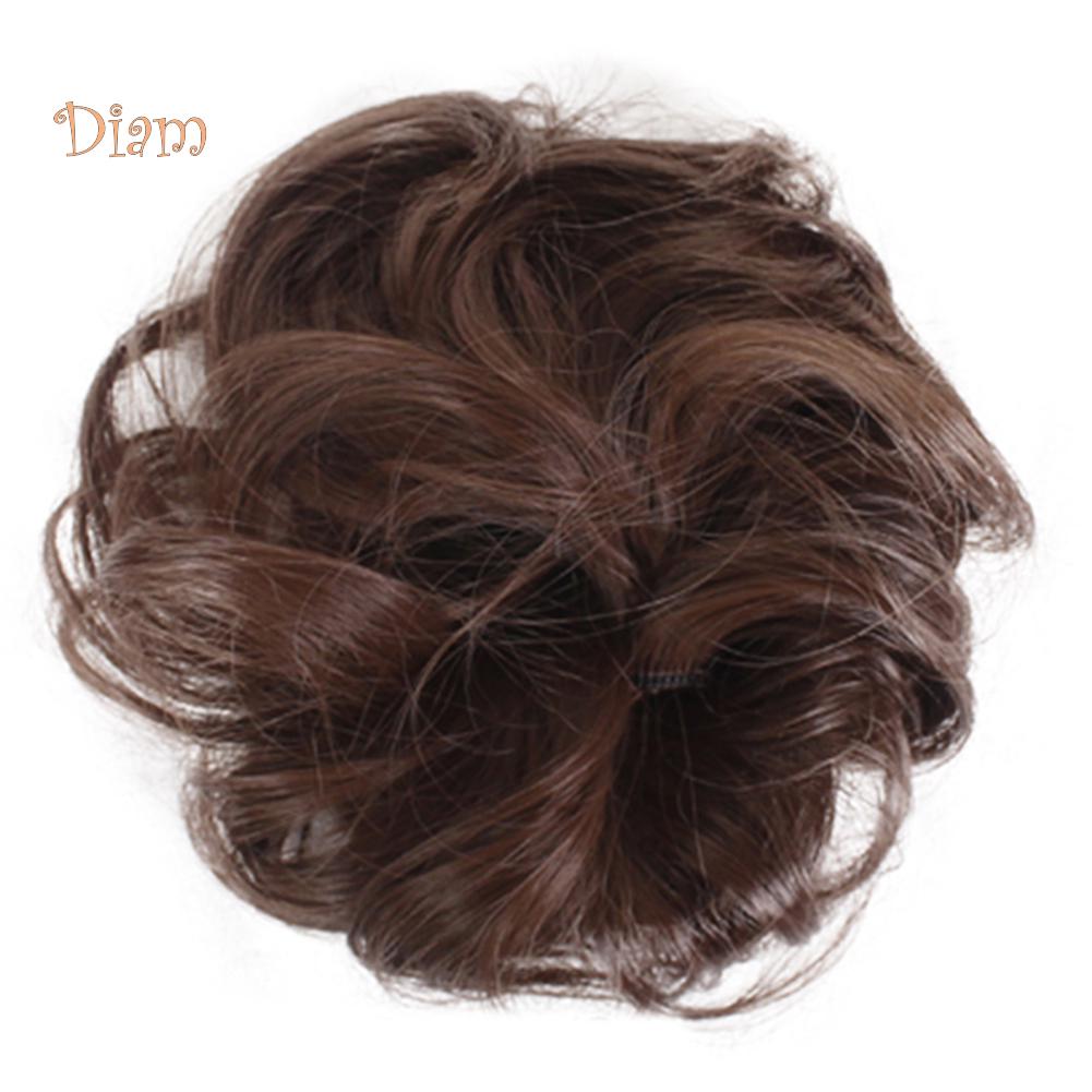 Diamo Women Hair Bun Extension Wavy Curly Messy Donut Chignons Wig Hairpiece