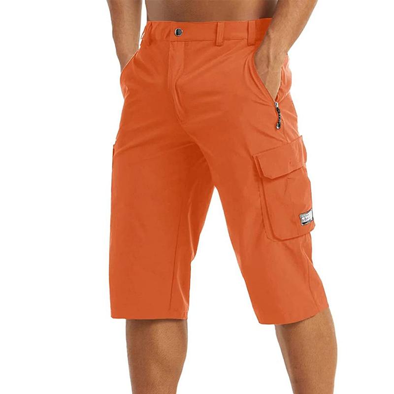 

Мужские повседневные шорты-карго, мужские укороченные брюки, шорты ниже колена, свободные спортивные шорты с эластичным поясом 3XL оранжевый