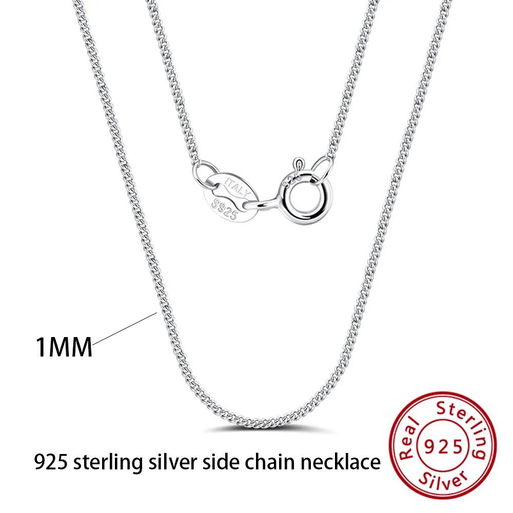 Effie Queen 100% 925 Silver Basic Chain Necklaces Box/Snake/Chopin/Figaro Beaded Chain 40-60cm Unisex DIY Casual Wear