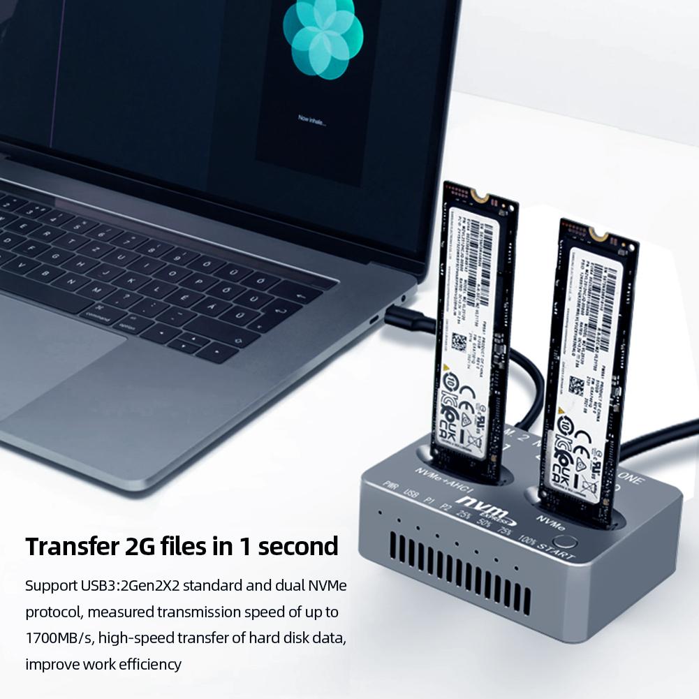

Док-станция NVME M/B M Key Двухслотовая M.2 NVME SSD Клонирование Gen2X 20 Гбит/с Корпус для твердотельного диска M.2 M.3 NVME PCI-E для M2 SSD M Key SSD spain
