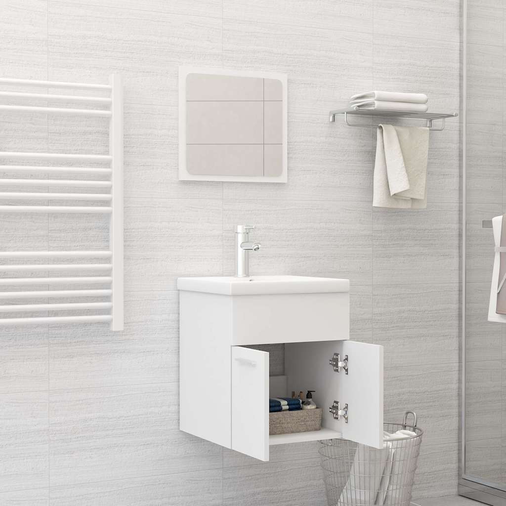 2 Piece Bathroom Furniture Set White Particleboard