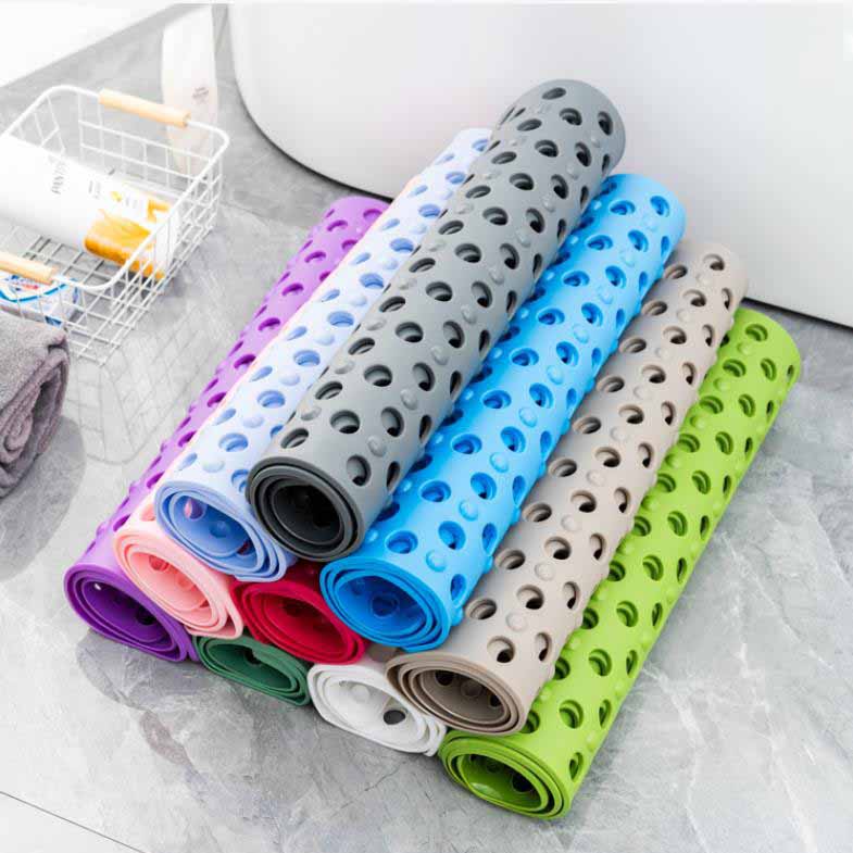 TPR Non-Slip Bath Mat with Suction Cups Shower Bathtub Mat Anti-Fatigue Bathroom Floor Mat Massage Foot Pad