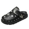 Fashion 2024 New Summer Women Slippers Platform Rivets Punk Rock Leather Mules Creative Metal Fittings Casual Party Shoes Female Outdoor
