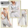 3STARS Cool Set Yoga Beautiful White Two-Tone 3-Piece (Jacket, Leggings, Top) Wear, Sportswear, Butt, Legs, Gray, 3S-S003WG-M
