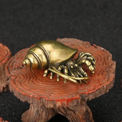 Brass Hermit Crab Desktop Ornament Copper Animal Miniature Figurines Office Decoration Home Decor Statue Crafts Accessories