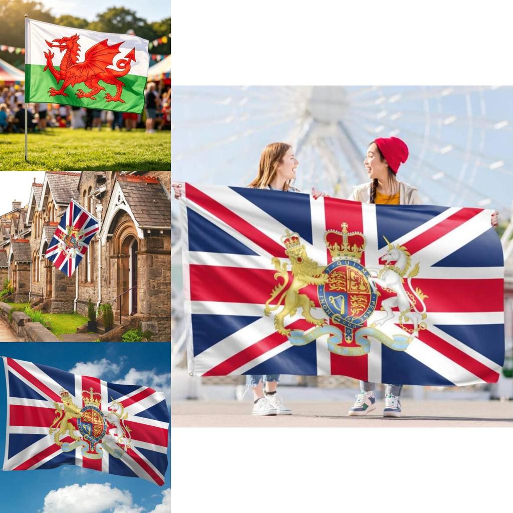 Welsh And Uk Flag Polyester Outdoor Indoor Garden Patriotic Banner For Home Decorations