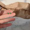 Beixi S925 Sterling Silver Baroque Carved Emerald Stud Earrings for Women - French Light Luxury High-End Retro Design