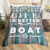 Rustic Farmhouse Duvet Cover Summer Lake Bedding Set For Boys Men Twin Flip Flop Paddle Quilt Cover Vintage Wood Texture Bed Set