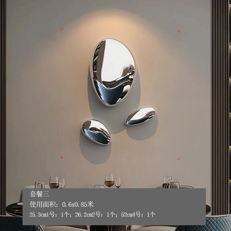 Creative Imitation Stainless Steel Goose Egg Stone Wall Decoration Modern Hotel Hanging Water Droplet Wall Decoration Artwork