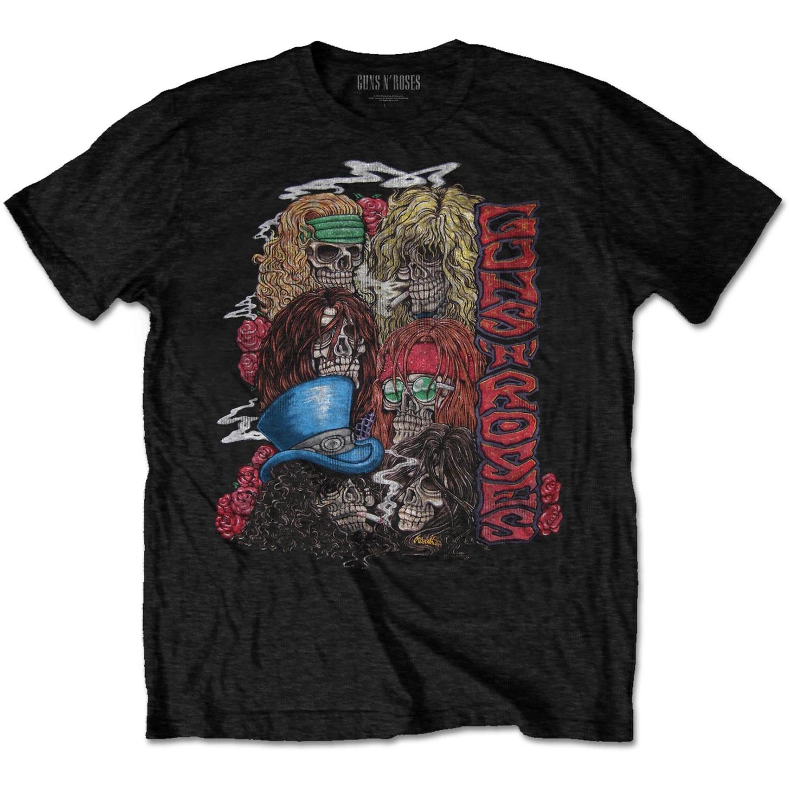 Men s Guns N Roses Stacked Skulls T-shirt Small Black M