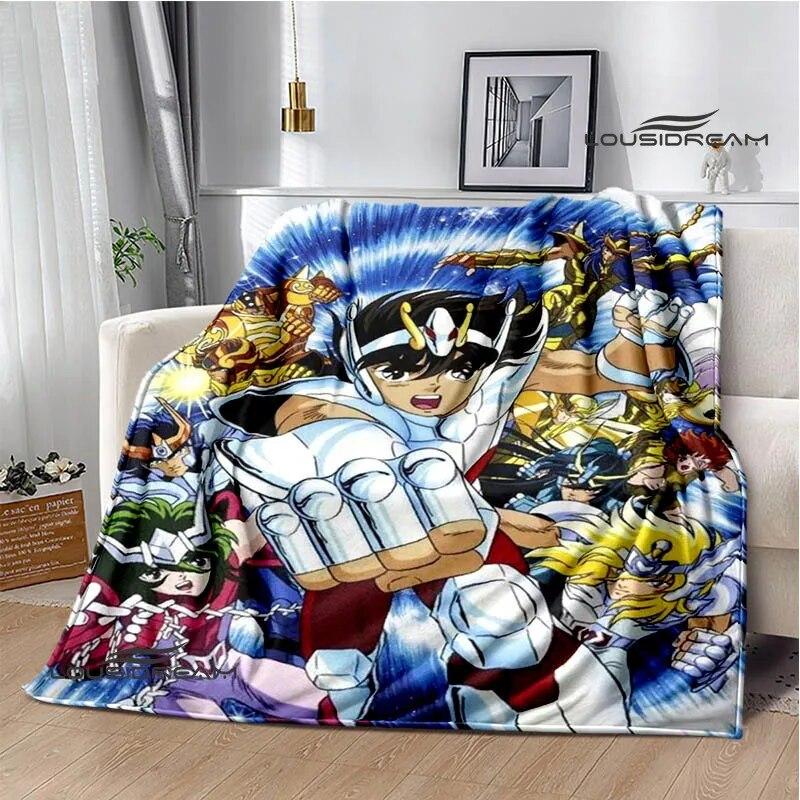 Knights of the Zodiac Cartoon Printed Blanket Flannel Warm Blanket Soft and Comfortable Blanket Bed Linings Birthday Gift