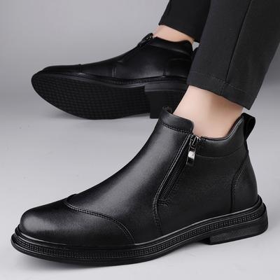 Autumn Men  Side Zipper Chelsea Boots Slip-on Waterproof Ankle Boots Retro Classic Black Men Fashion Boots Motorcycle Shoes