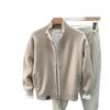 Mens Solid Color Stand Collar Cardigan Casual Loose Fashion Jacket Winter