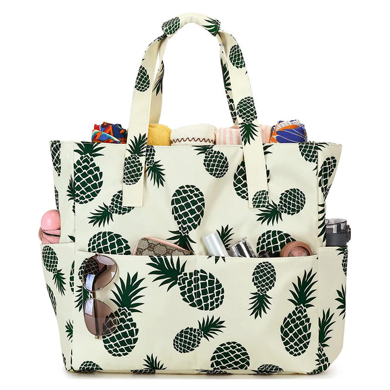 1PC Beach Tote Bag Lightweight Foldable Multi-Pocket Design With Zipper Bag Perfect For Pool Travel Gym And Outdoor Adventures Handbag