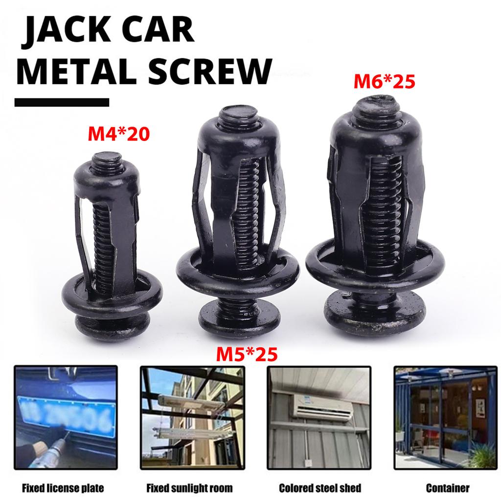 Car License Plate Screws Mounting Kit M4 M5 M6 Universal Auto Fastener Expansion Nuts Carbon Steel Black Bolts for Bumper Frame