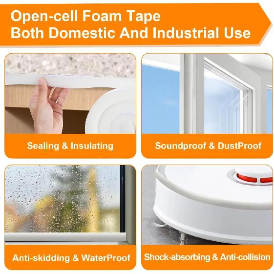 32M Self-Adhesive Foam Window Sealing Strip Weather Stripping Door Resilience Seal Tape Soundproof Windproof Insulation Strips