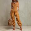 Bohemian Style Linen Cotton Jumpsuit With Halter Neck Lantern Sleeves Women 2026